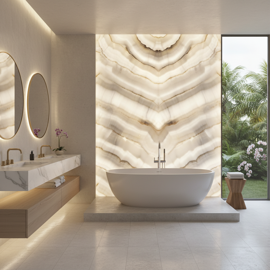 Bathroom Design – Featuring Onice Bianco Onyx