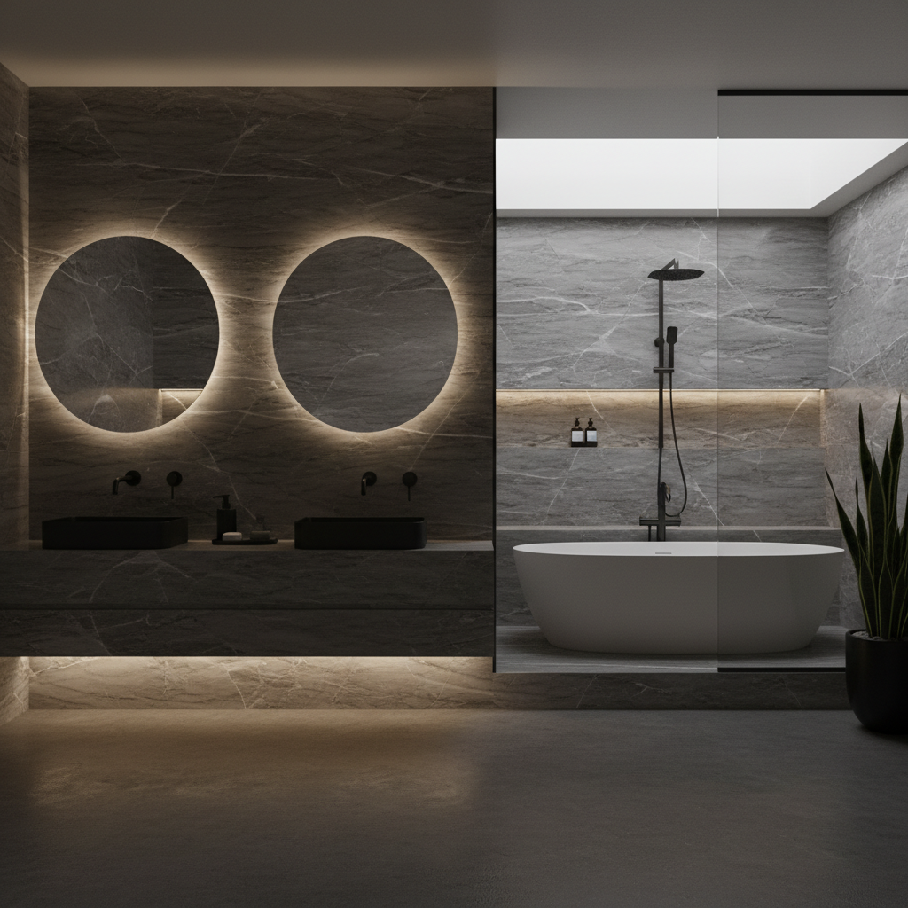 Bathroom Design – Featuring Pietra Grey Marble