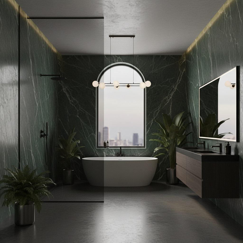 Bathroom Design – Featuring Verde Alpi Marble