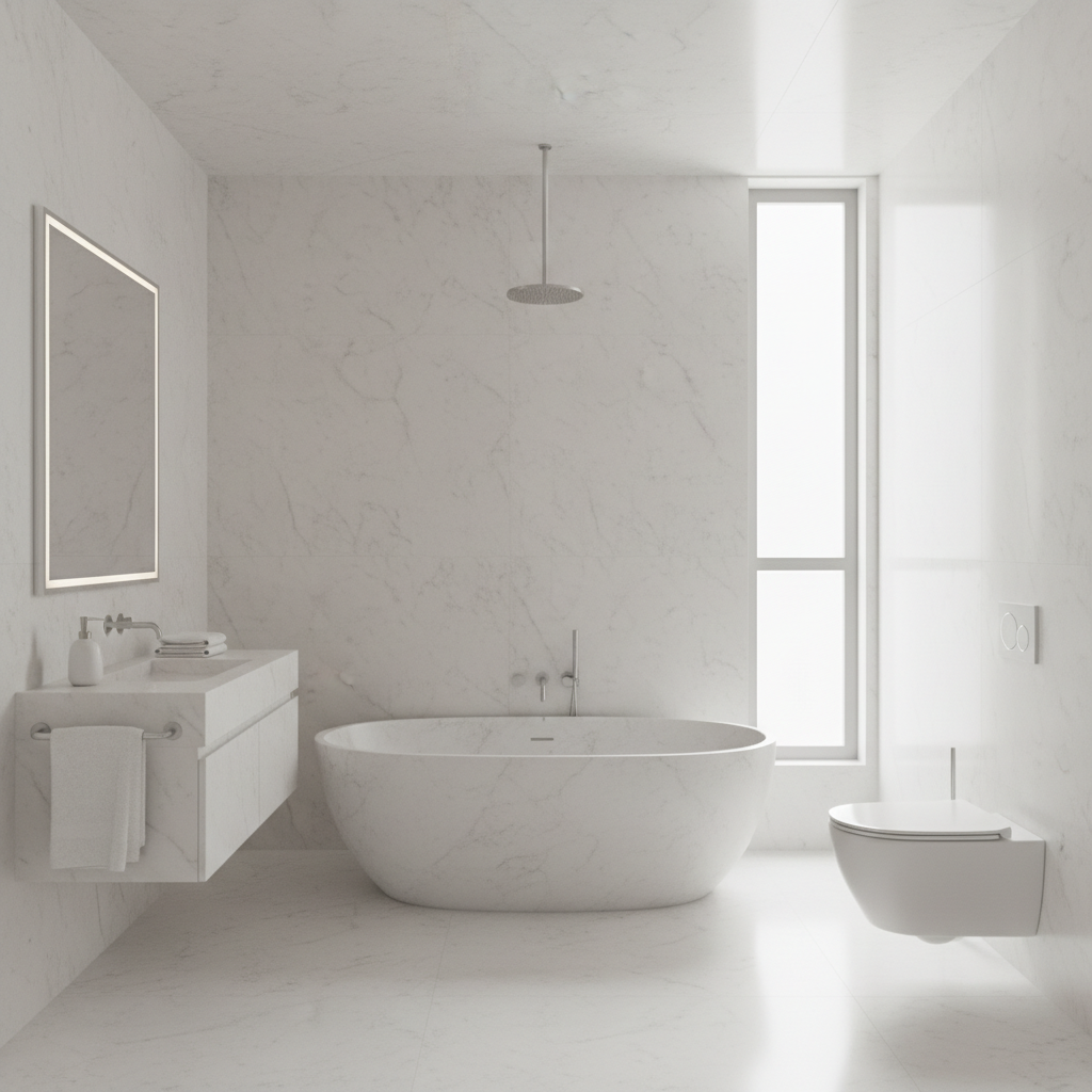 Bathroom Design – Featuring White Thassos Marble