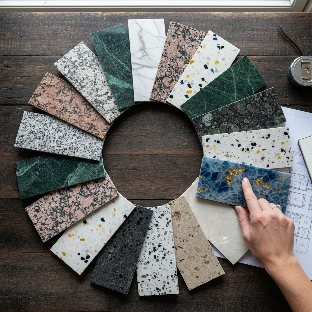 Stone samples on a table