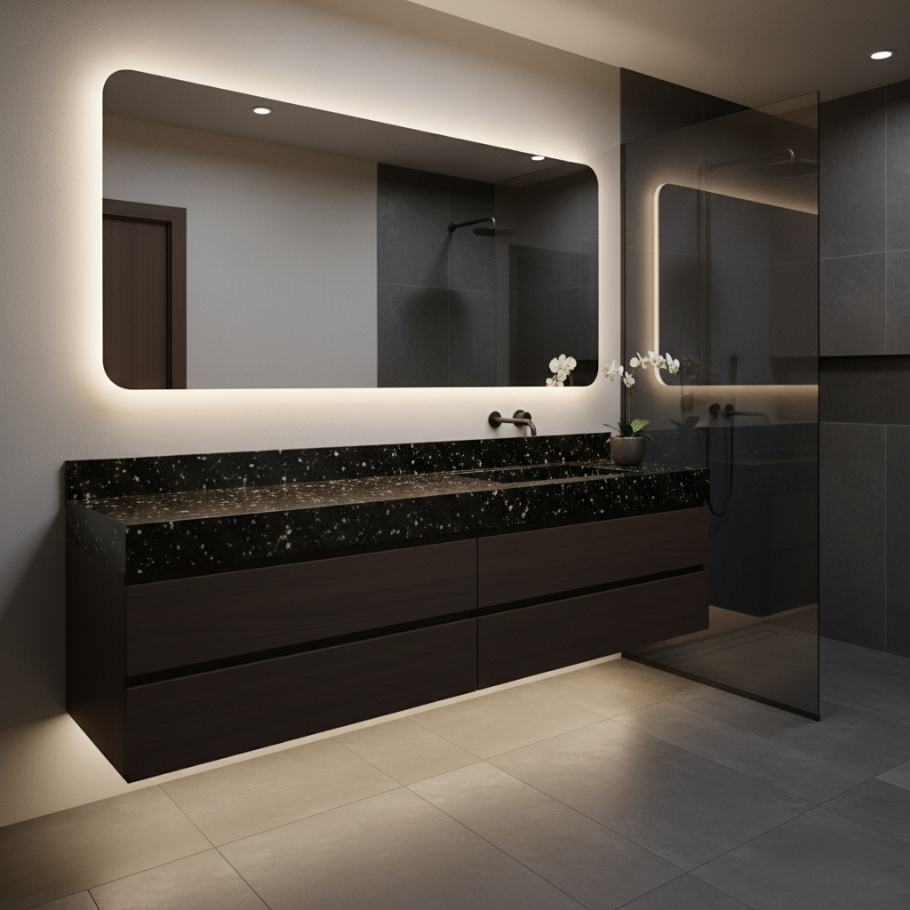Luxury bathroom with granite vanity