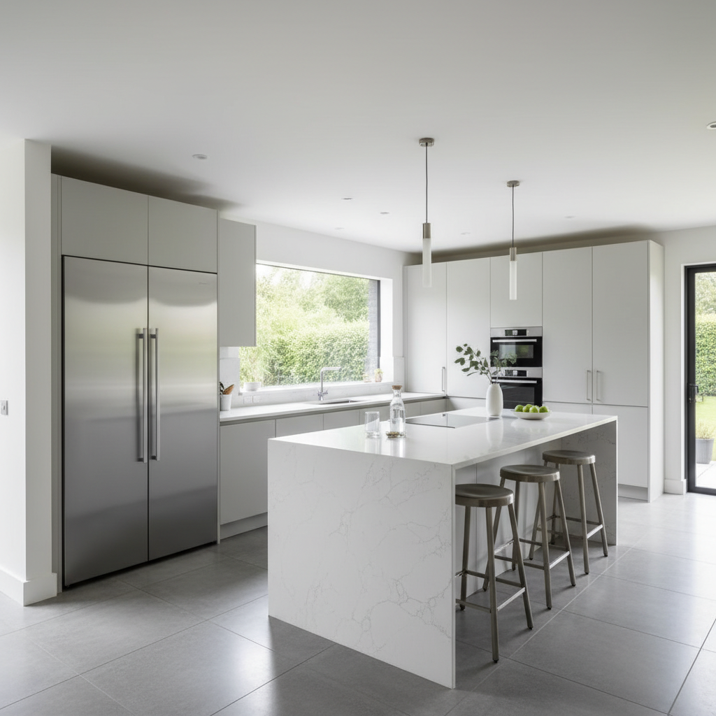 Spacious kitchen with quartz countertops