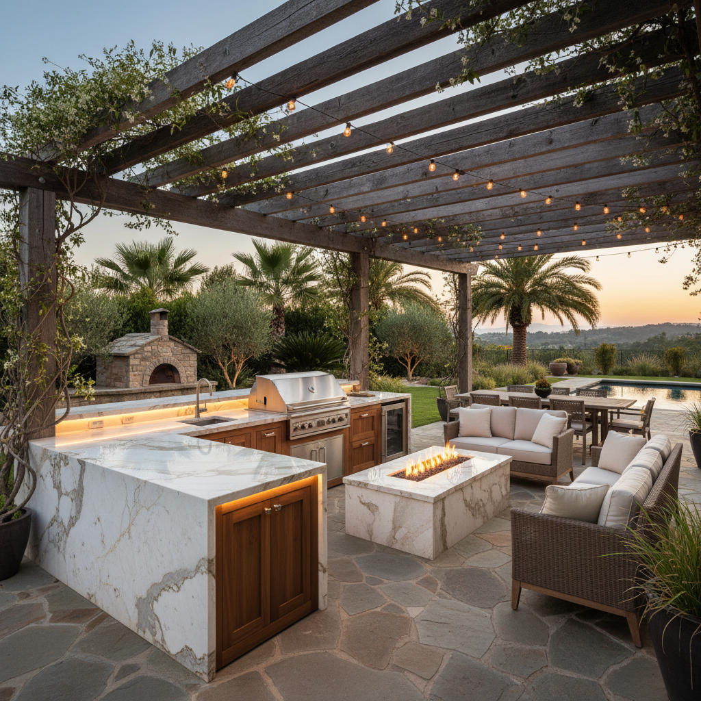 Outdoor kitchen with quartzite