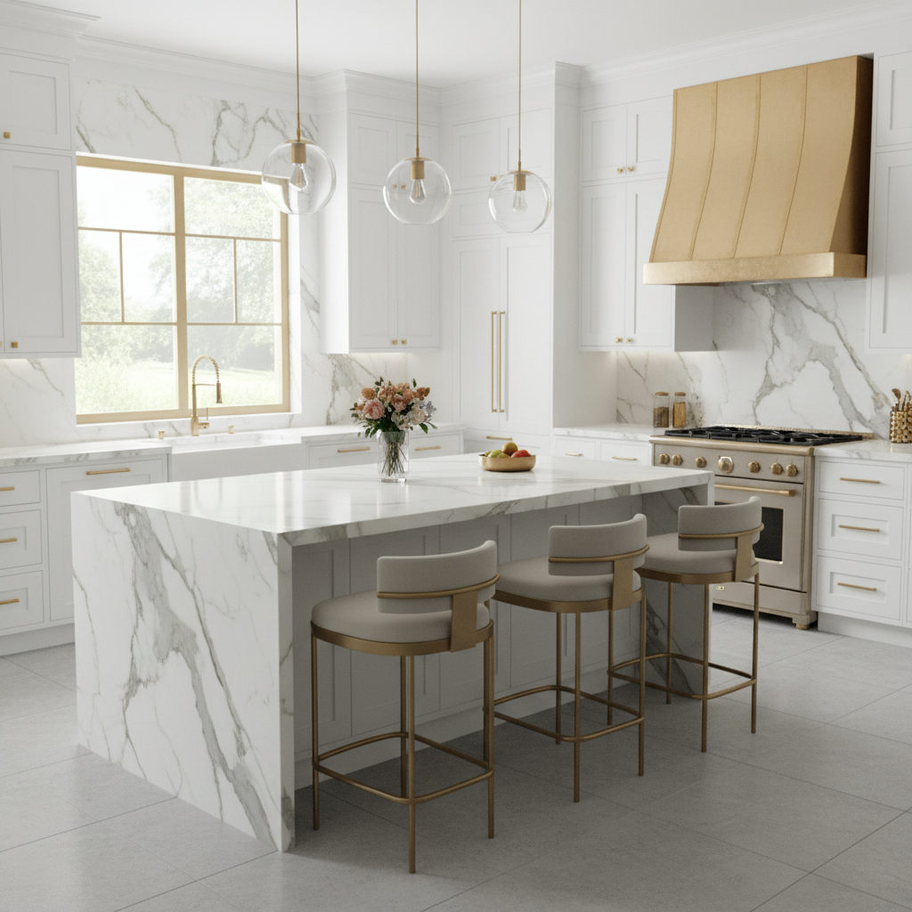 Kitchen Design – Featuring Calacatta Gold Marble