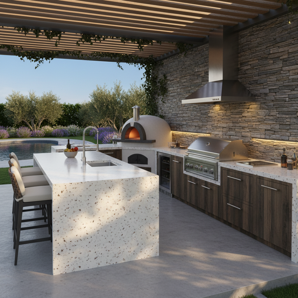 Outdoor Kitchen Design – Featuring Kashmir White Granite