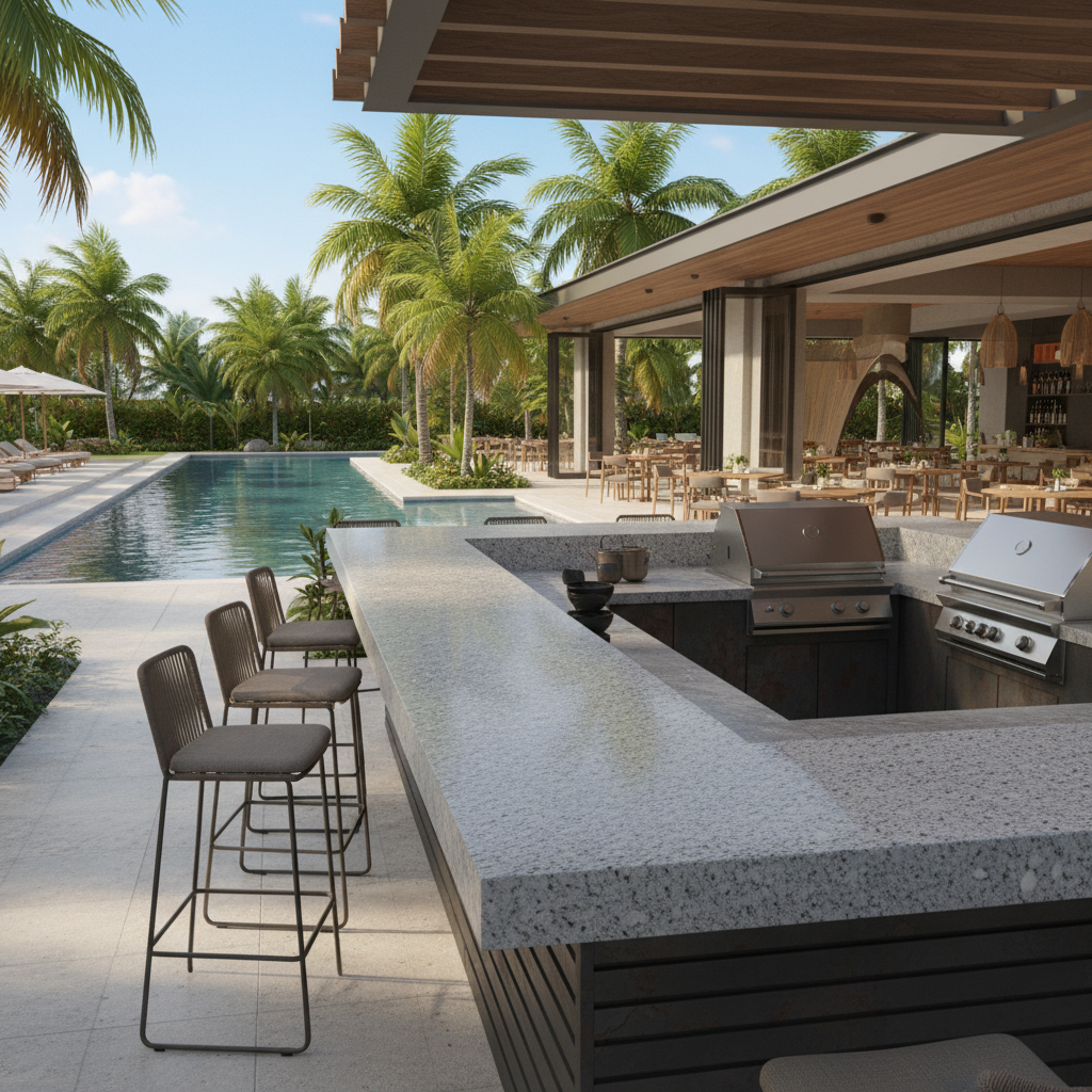 Poolside Bar Design – Featuring Steel Grey Granite