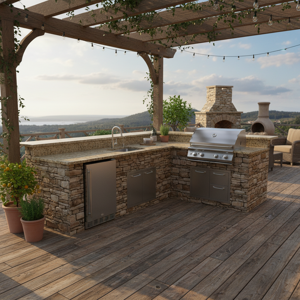 Outdoor Kitchen Design – Featuring Tan Brown Granite