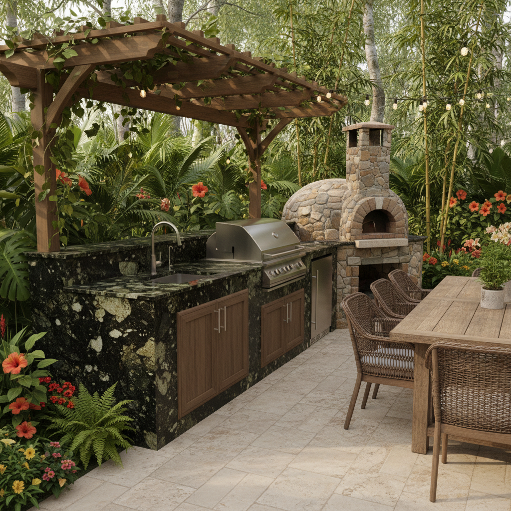 Outdoor Kitchen Design – Featuring Verde Butterfly Granite